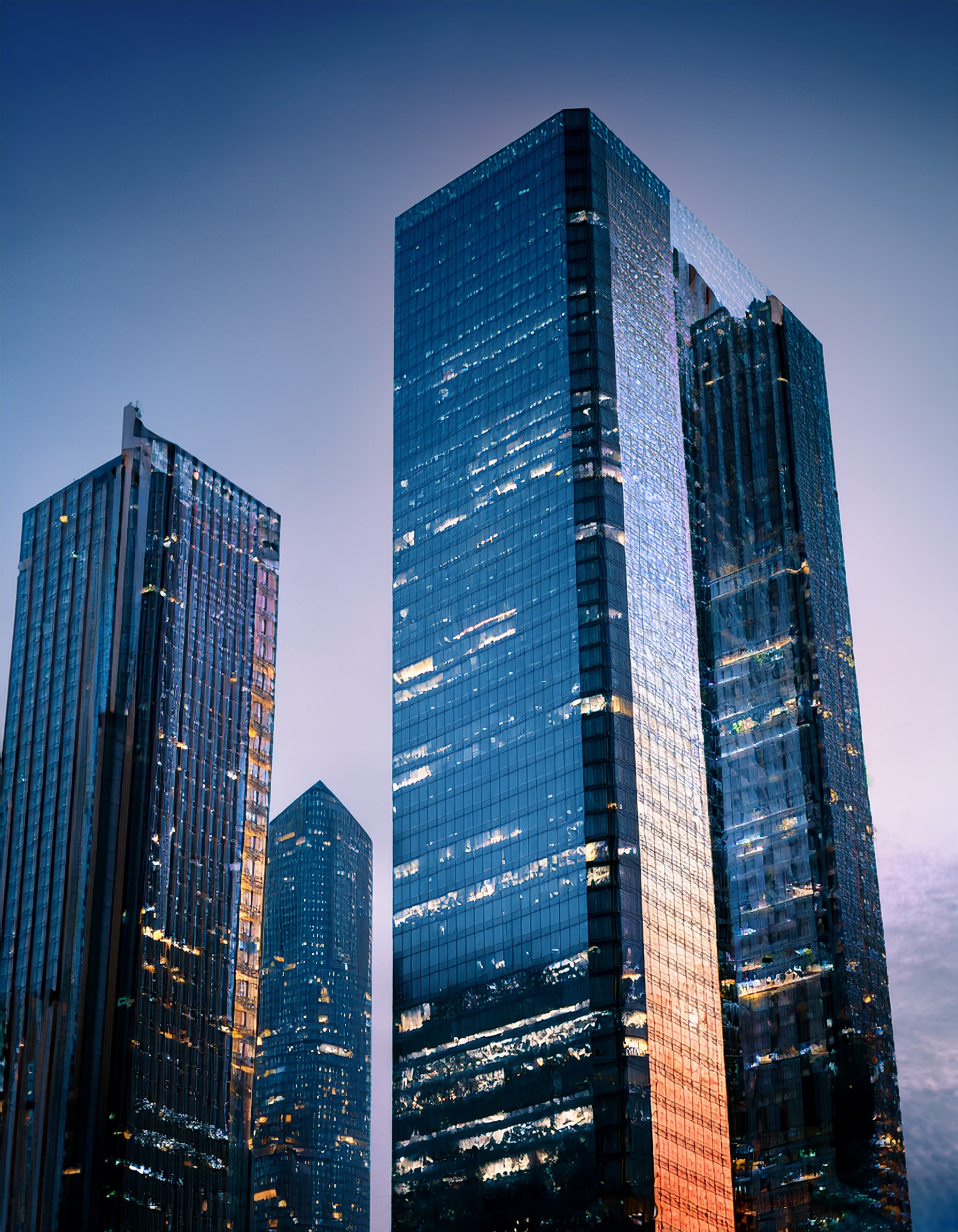 Immobilienverwaltung, moderner Bürokomplex in einer städtischen Umgebung